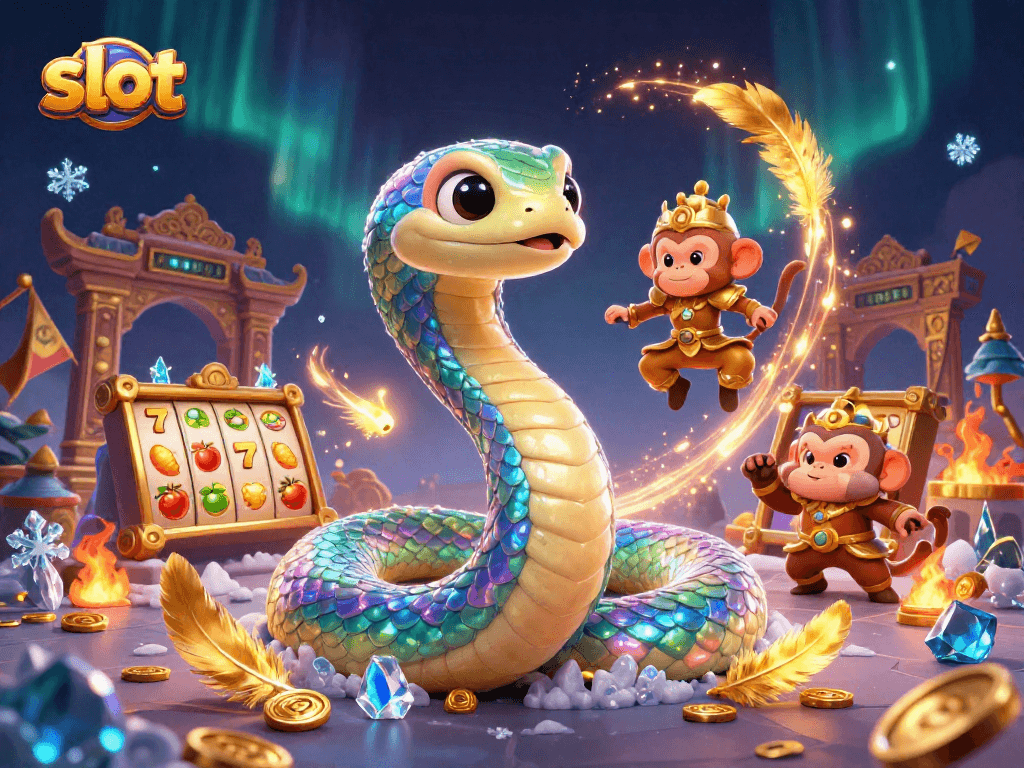 Spin lucky slot reels and win jackpots with vibrant colors in this magical casino scene.