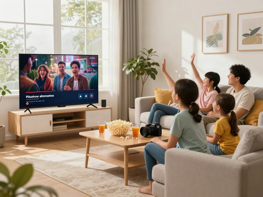 Family enjoying together time while exploring Pikashow alternatives for streaming.