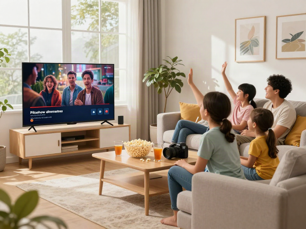 Family enjoying together time while exploring Pikashow alternatives for streaming.