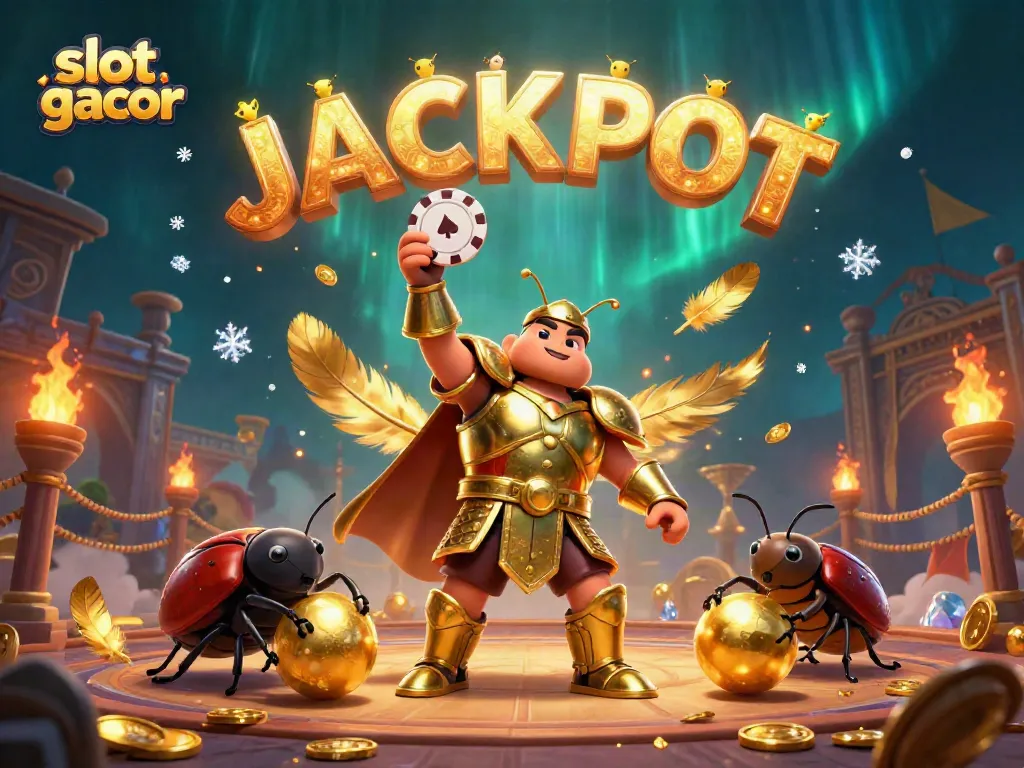 Experience the excitement of slot gacor with winning symbols and vibrant characters celebrating a jackpot.