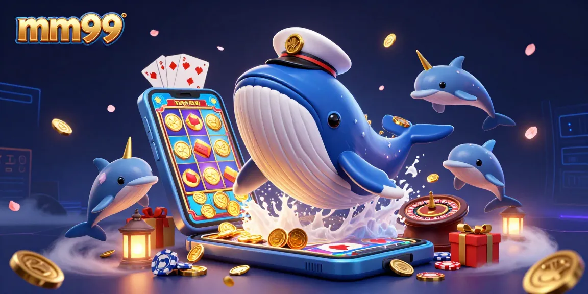 Experience gambling excitement with mm99 in a vibrant, dynamic casino scene filled with playful characters.